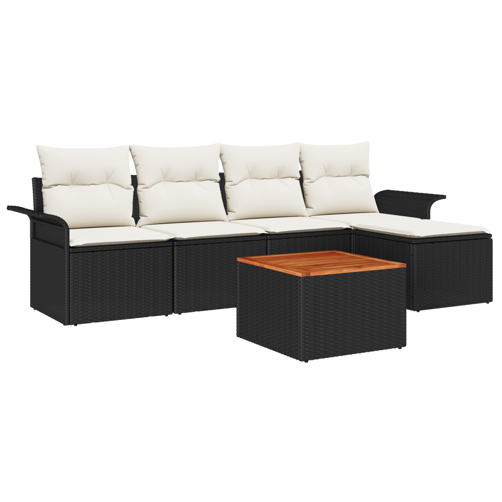 Conjunto 6 Conjunto De Móveis Para Exterior Vidaxl Preto Vime Pe (55 X 55 X 37 Cm)