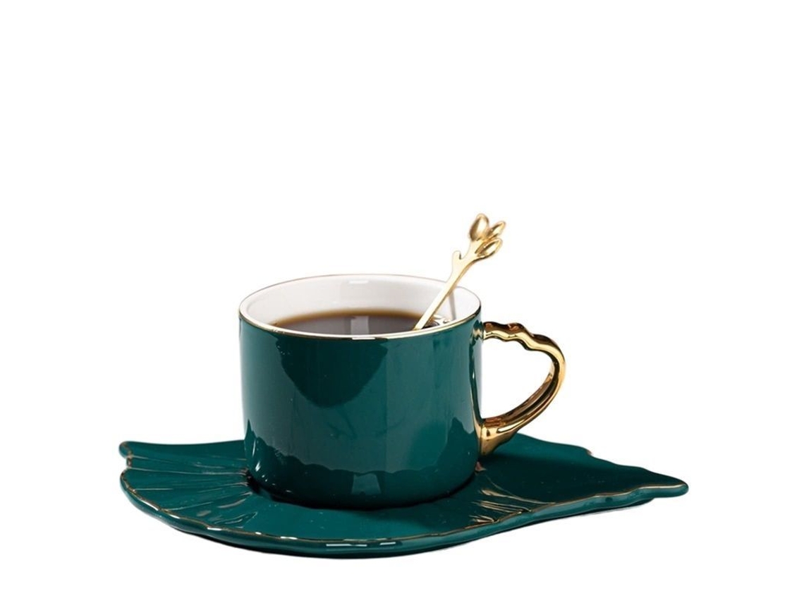 2026 juego de Taza Y Plato de Porcelana de Alta Calidad Con Borde Dorado para Café Té Y Cerveza