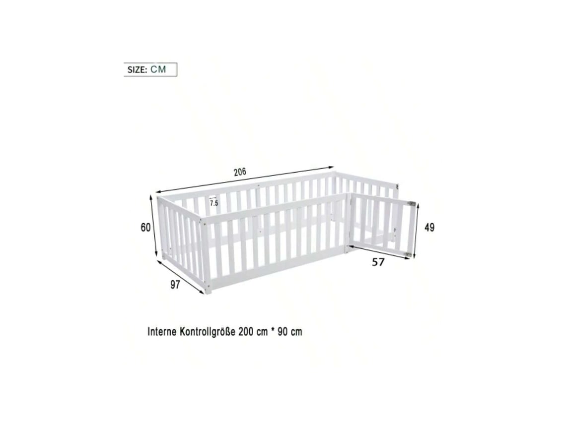 Berço Infantil 90x200 Cm Em Madeira Com Grade E Porta Branco Ehstmind