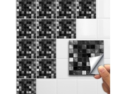 10 peças adesivo de parede de cozinha azulejo de mosaico preto autoadesivo à prova dágua adesivos de PVC decalques de azulejo S/MARCA