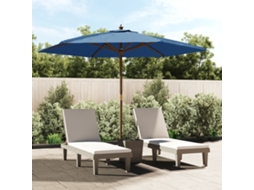 Vidaxl Guarda-sol De Jardim Com Poste De Madeira 299x240 Cm Azul-ciano