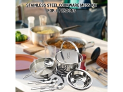 Conjunto de Cozinha Camping Inox para 4 Pessoas