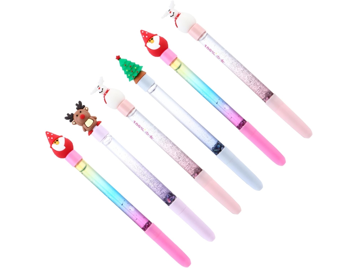 Conjunto De 6 Canetas Em Gel Com Desenhos Fofos Natal, Tinta Coloridas