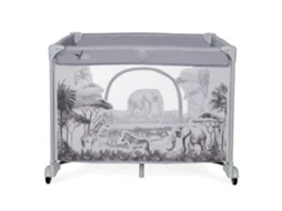 Parque Infantil Quadrado Asalvo Square 93x93 Cm - Dobrável, Rede Transpirável, Base Acolchoada - Selva Cinzento