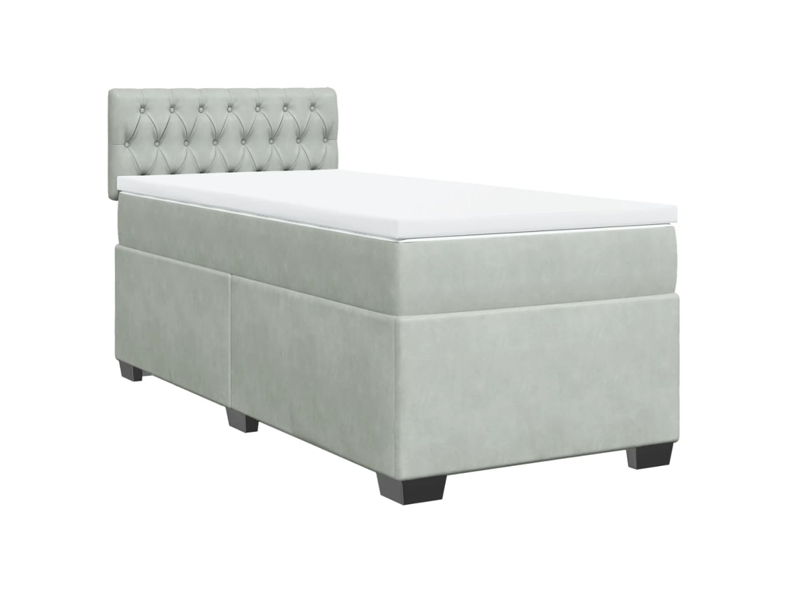 Cama com Molas/colchão 90x190 Cm Veludo Cinza claro MAISON EXCLUSIVE