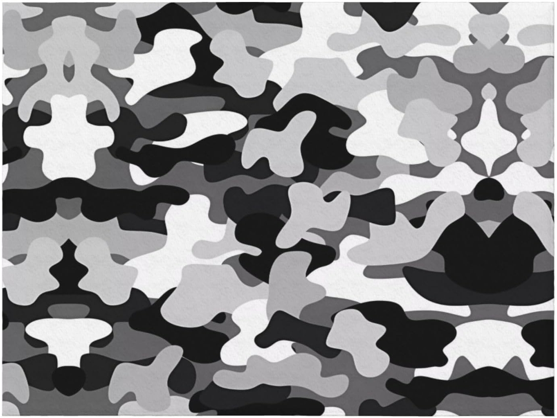 Manta de Flanela Macia e Quente com Estampa Camuflada em Preto Cinza Branco 203 2 X 152 4 Cm, Macio, Quente, I