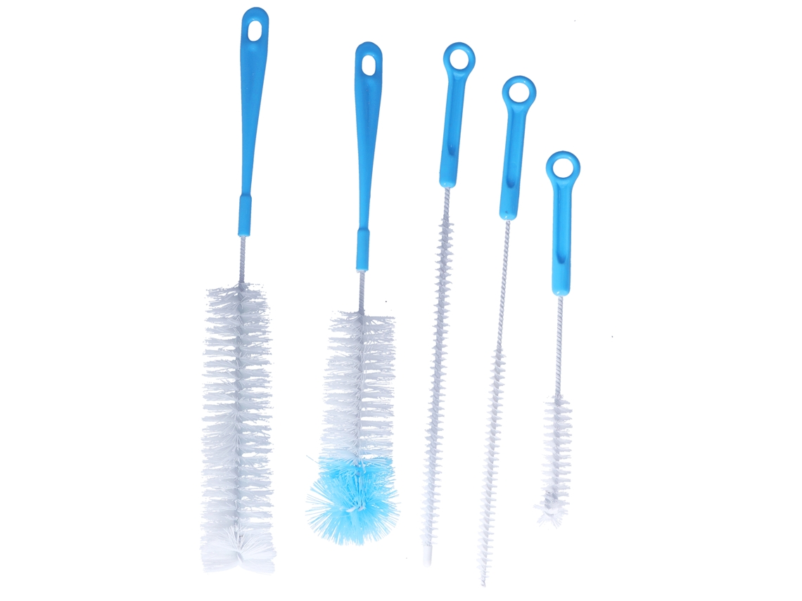Conjunto de 5 Escovas de Limpeza para Garrafas com Cabo Longo e S/MARCA