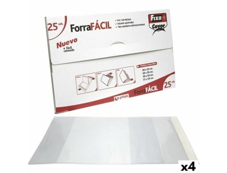 Capa Adesiva para Livros Fixos Transparentes 30 x 53 cm (4 Unidades)