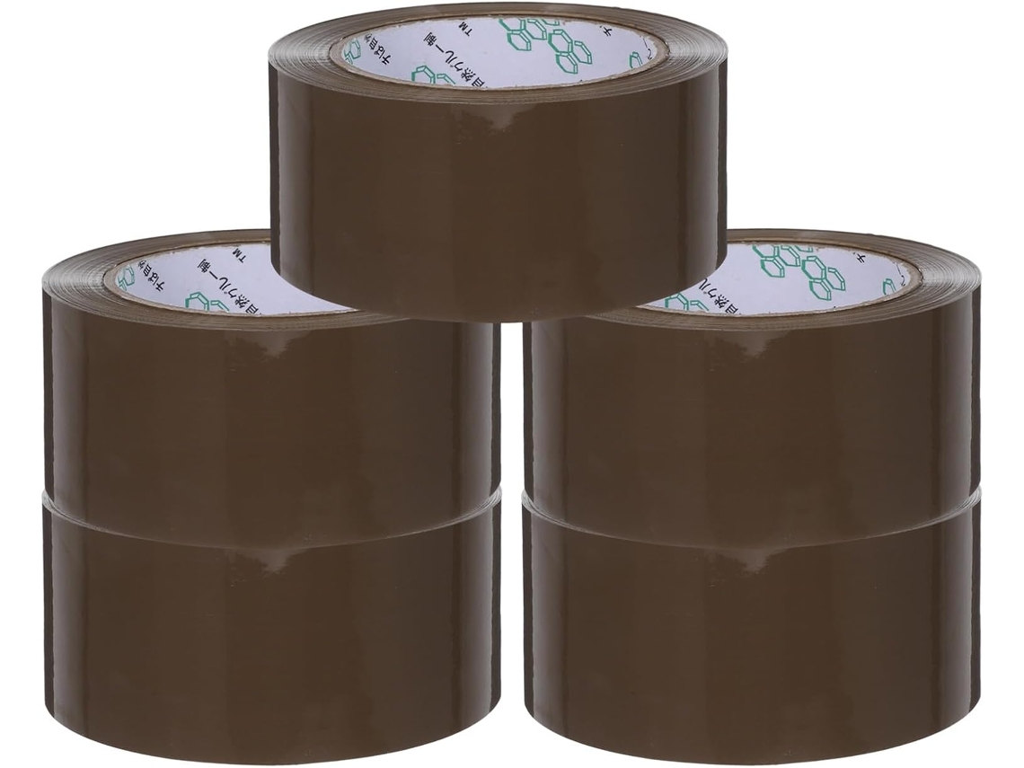 Fita Adesiva Marrom Para Embalagem Amosfun, 5 Rolos, Adesivo Forte E Versátil, Material Bopp, Adequada Para Escritório E