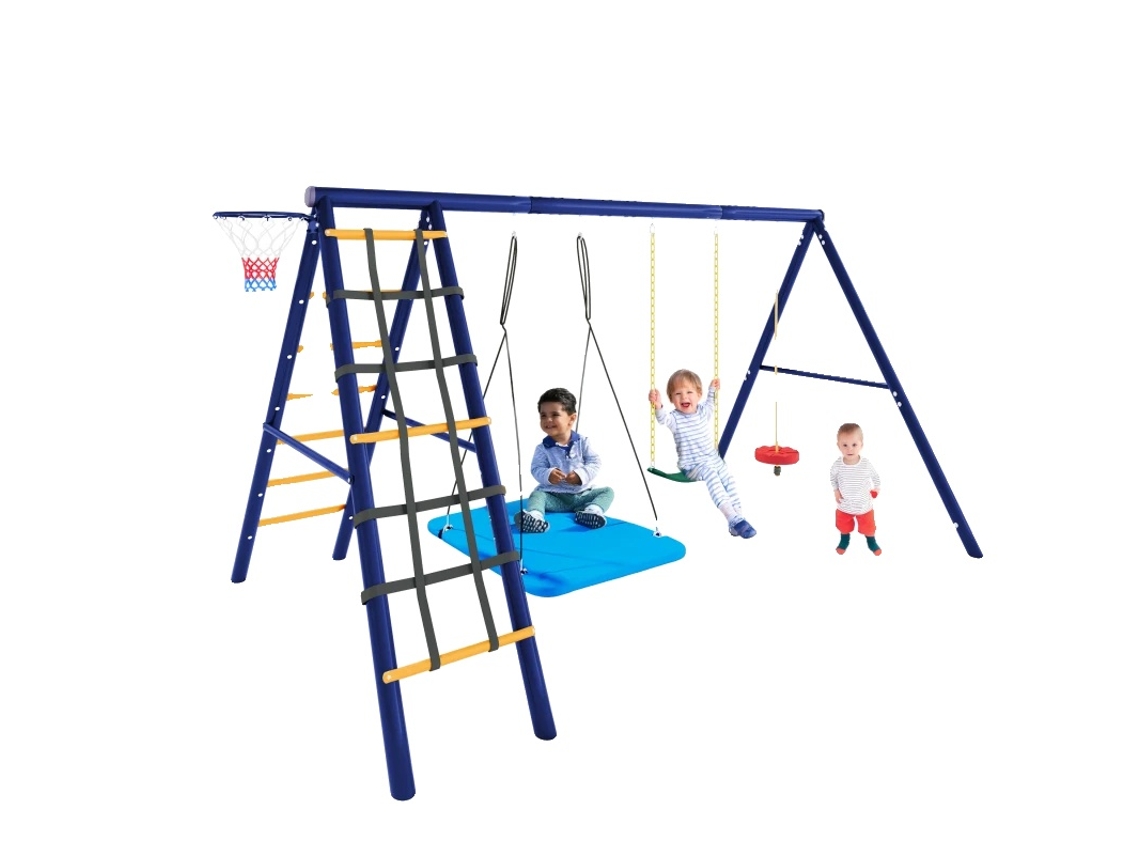 Balanço Externo, Aço De Alta Resistência, 3,2 M X 1,8 M X 2,1 M, Suporta 181 Kg, Múltiplas Opções De Brincadeira, Atende Aos Padrões De Segurança