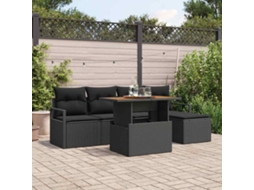 Vidaxl Conjunto De Sofá De Jardim 6 Pcs Preto Vime Pe