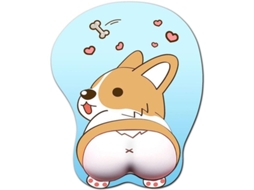 Mouse Pad Corgi com Apoio ao Punho, Anti Derrapante, Silicone, para Escritório e Jogos