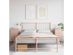 Vidaxl Mesas De Cabeceira 2 Pcs 36x39x68 Cm Aço Rosa