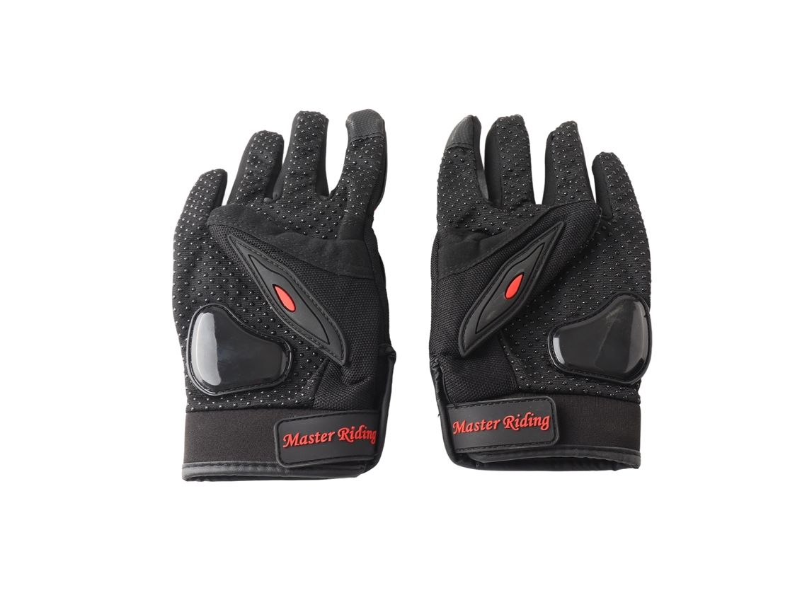 Guantes de moto de dedos completos, tela tática, respirável, mão inteira, vermelho