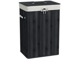 Cesto de Roupa Suja com Tampa,saco de Lona,bambu,dobrável,72l,preto 40x30x60cm BTFORUS