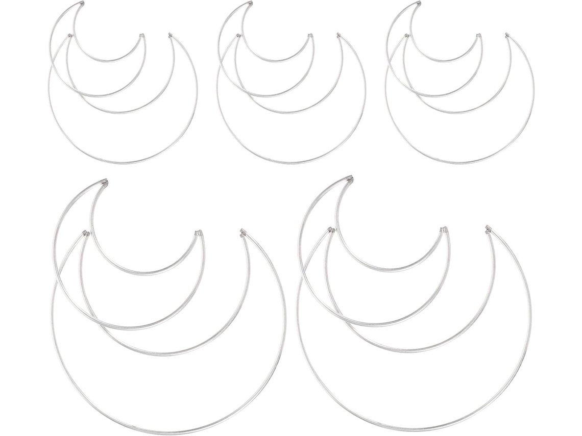 Conjunto De 10 Aros Apanhadores De Sonhos Em Forma De Lua, Em Metal Prateado.