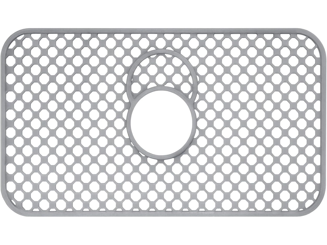 Tapete Para Pia De Cozinha, 26, 2x 35, 5cm, Cinza, Silicone, Formato Colmeia, Antiderrapante