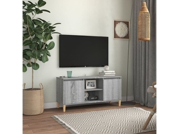 Vidaxl Móvel Tv + Pernas De Madeira Maciça 103,5x35x50 Cm Sonoma Cinza