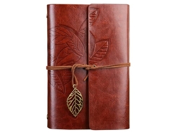 Diário E Caderno 18 Cm, Couro Retrô, Marrom