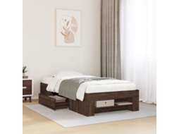 Vidaxl Estrutura Cama S/ Colchão Derivados Madeira Carvalho Castanho