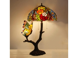 Abajur De Mesa Em Formato Borboleta Estilo Tiffany, Luminária De Leitura Mesa Com Vitral, Abajur De Cabeceira Pastoral