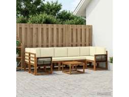 Vidaxl Conjunto De Sofás Para Exterior 6 Pcs Natural E Creme