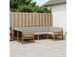 Vidaxl Conjunto De Sofás Para Exterior 6 Pcs Natural E Cinzento-claro