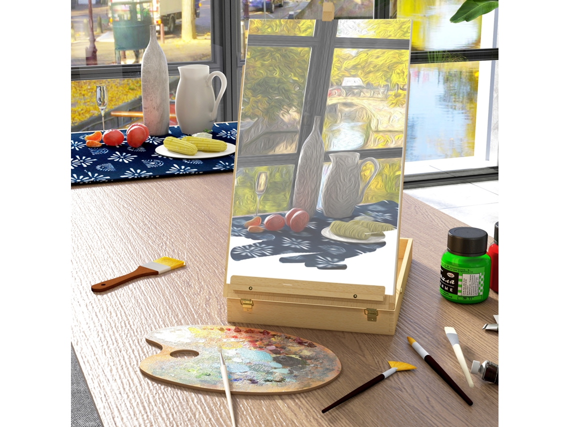 Cavalete De Mesa Ajustável E Dobrável Com Alça E Espaço De Armazenamento Em Madeira Para Pintura E Desenho Ehstmind