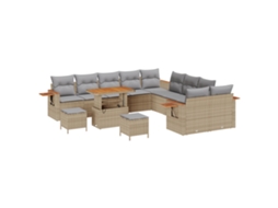 Conjunto 13 Móveis De Jardim Vidaxl Bege Vime Pe (289 X 289 X 85 Cm)