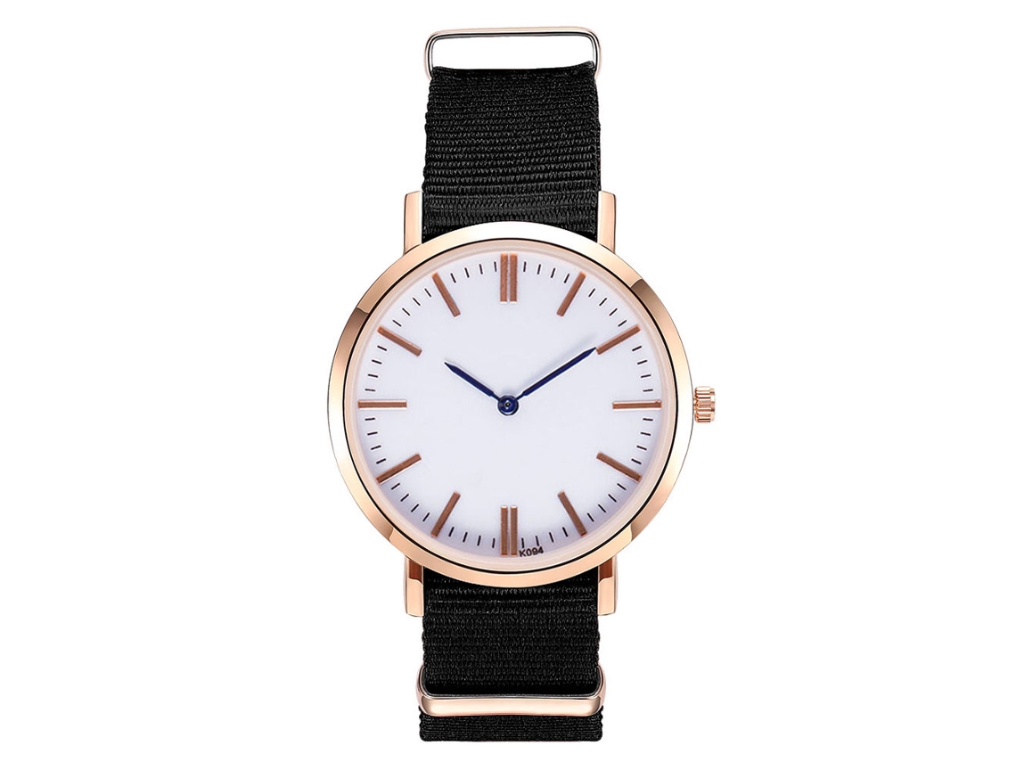 Relógio de Pulso Masculino de Quartzo com Pulseira de Nylon Estilo Fashion Preto