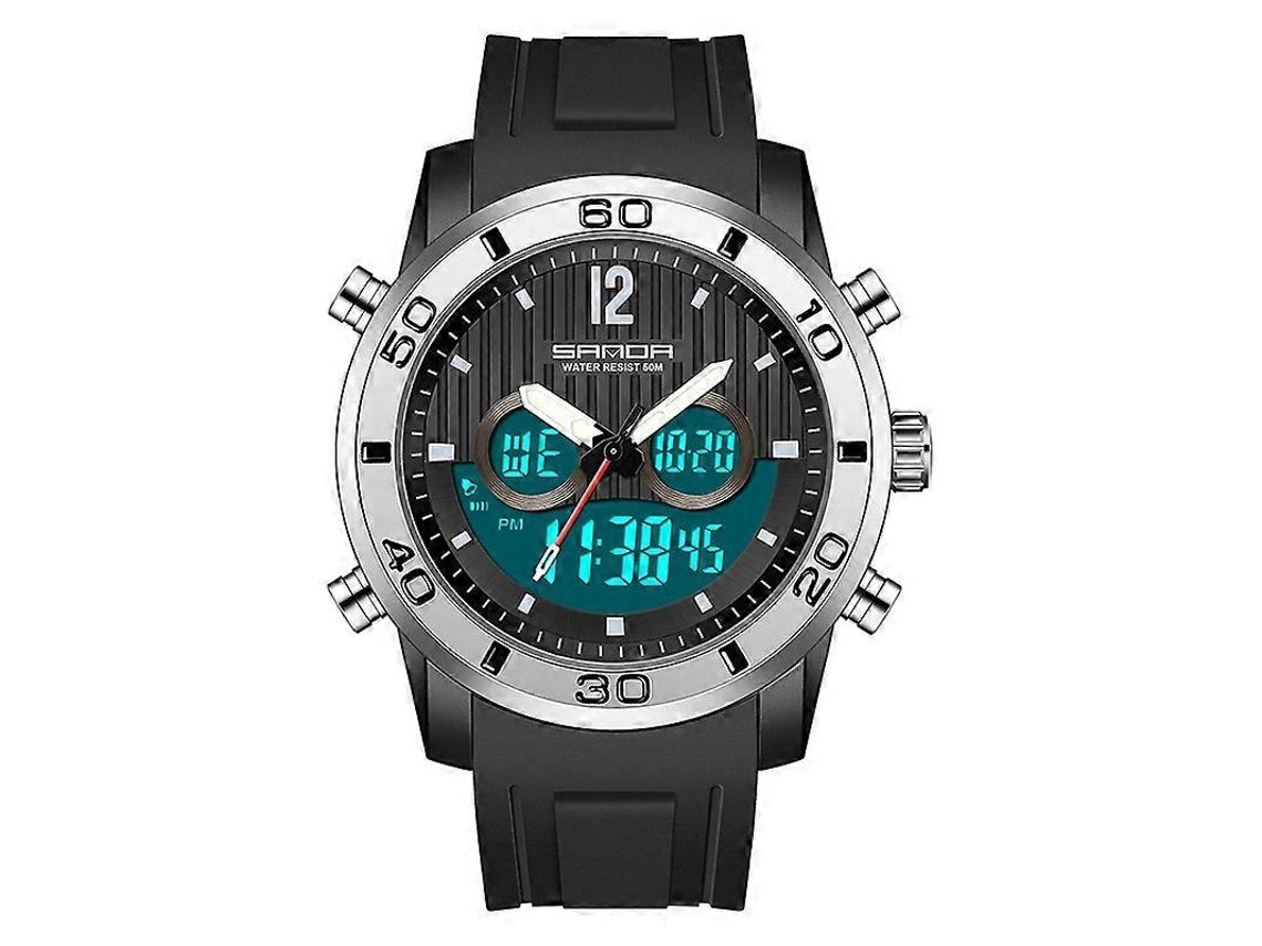 Relógio Eletrônico Masculino Sanda 3106 Com Visor Digital Duplo, Luminoso, Resistente A Choques E Ideal Para Atividades Ao Ar Livre.