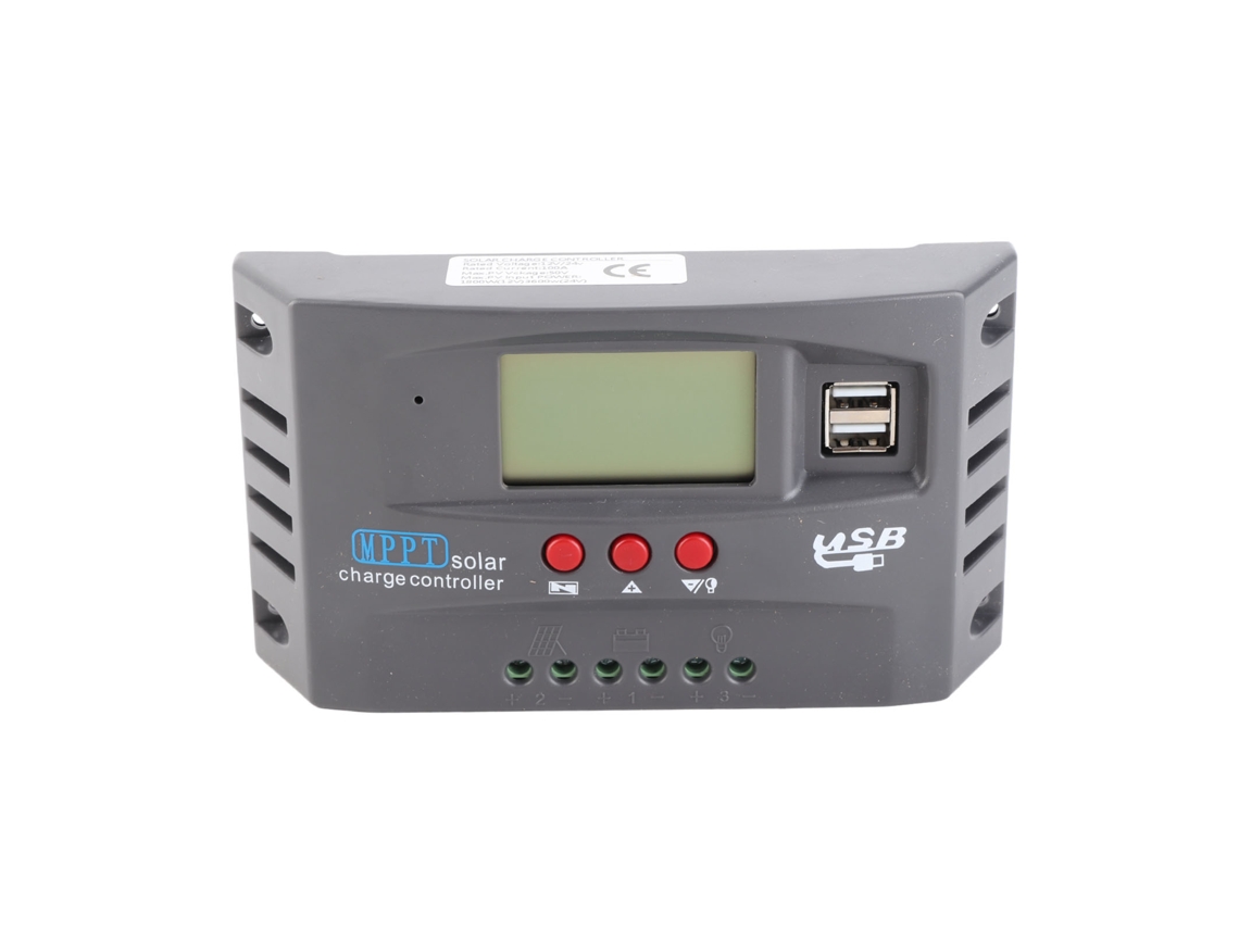 Controlador Solar Dual Usb 12v/24v Com Tela Lcd Regulador De Carga Solar