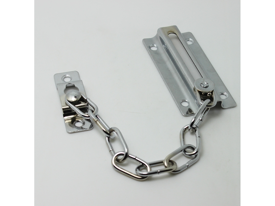 Protetor De Porta Em Corrente Aço Inoxidável Maciço, Com 9 Elos Aço, Cor Prata, 1 Unidade.