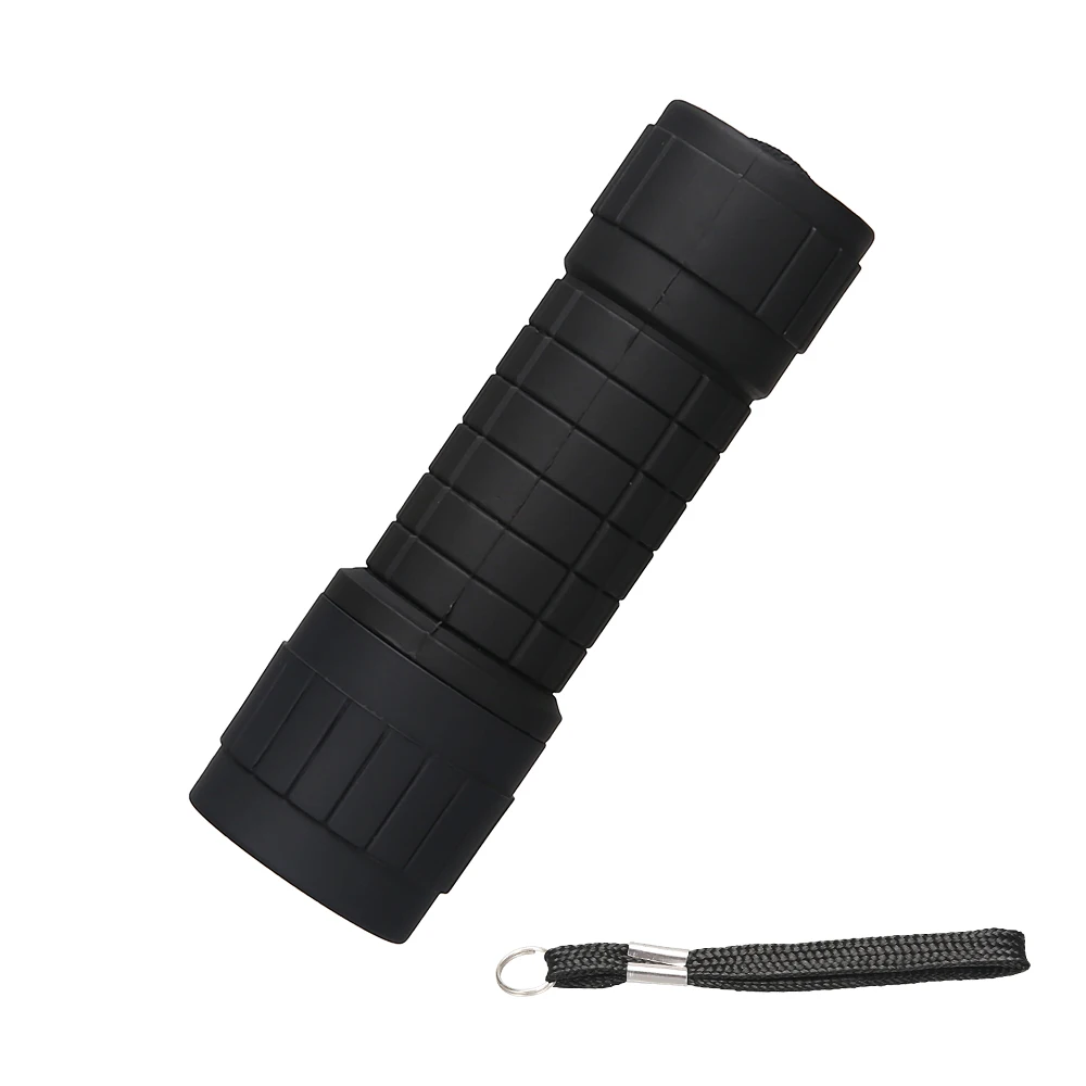 (preta) Mini Lanterna Led, Feita De Liga De Alumínio, Com Cordão.