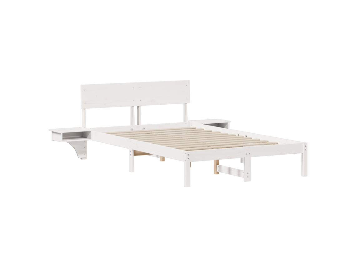 Conjunto 1 Estrado De Cama Plataforma Vidaxl Branco Madeira De Pinho Maciça (135 X 190 Cm)