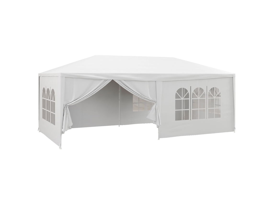 Marquese do Gazebo com Paredes Laterais Removíveis, Portas e Janelas 6x3m Branco S/MARCA