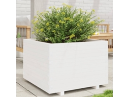Vidaxl Vaso De Jardim 70x70x49,5 Cm Madeira De Pinho Maciça Branco