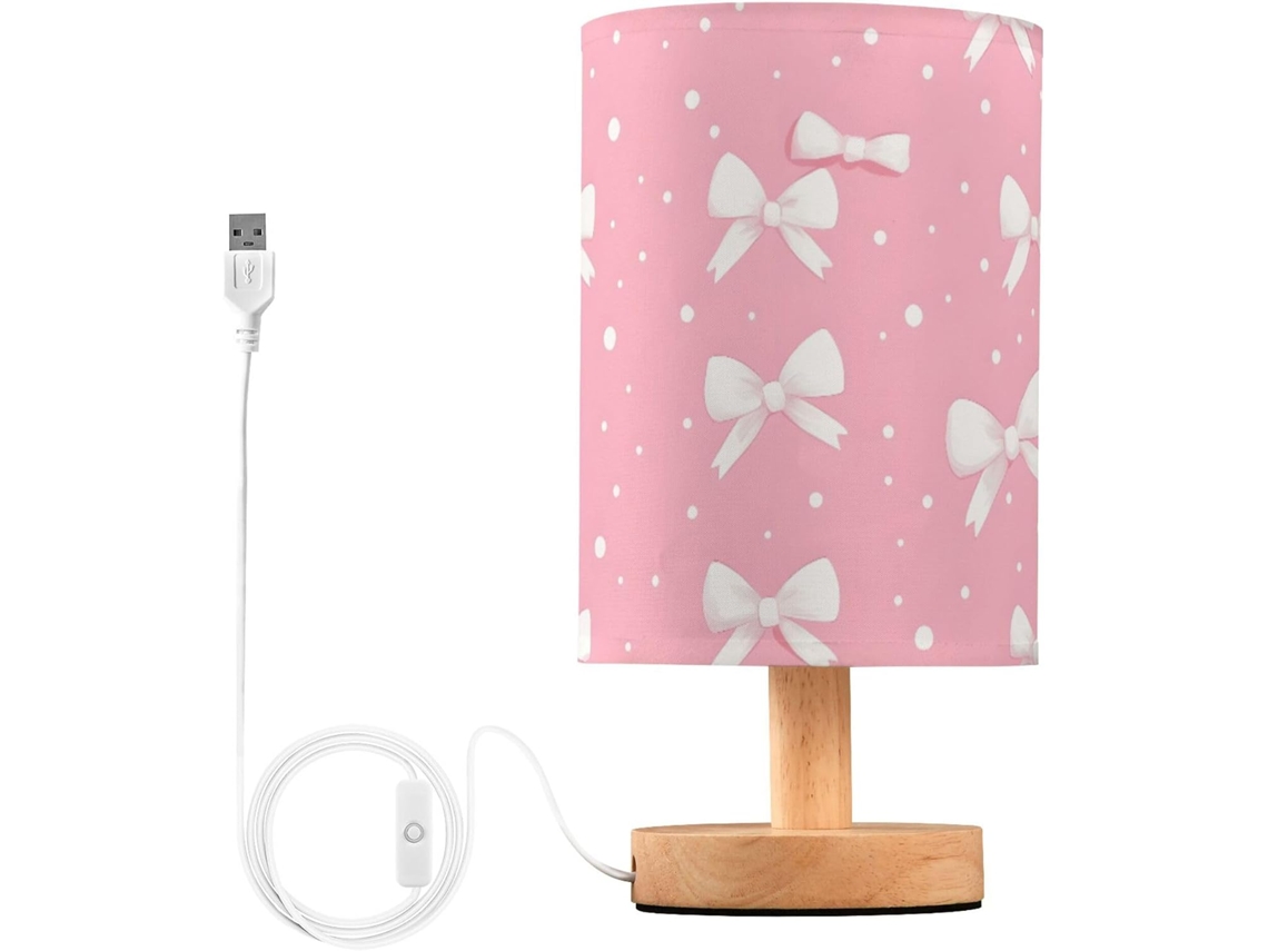 Abajur De Cabeceira Com Laços Brancos E Porta Usb, Sem Necessidade De Lâmpada, Luz Led Quente Para Quarto, Sala De Estar