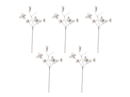 Laxiscreed Ramos Artificiais Brancos Com 5 Cabeças, 70cm, Para Decoração De Interior E Exterior