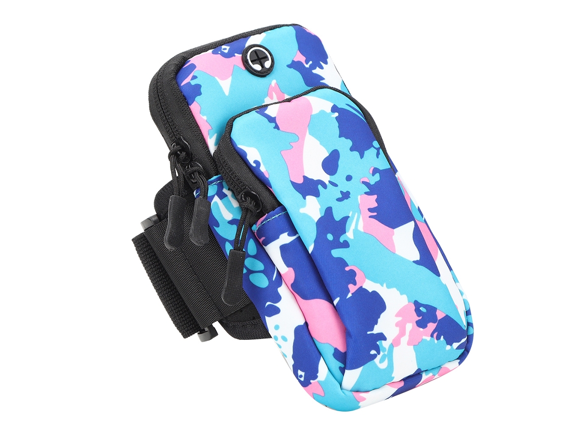 Bolsa De Braço Esportiva À Prova D'água, Universal, Para Corrida, Com Suporte Para Celular E Bolso Para Ios E Huawei, Modelo Arco-íris - Azul E Rosa.