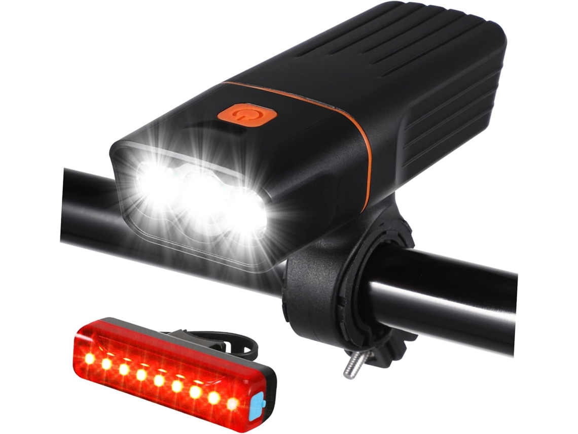 1 Conjunto De Farol Dianteiro Recarregável Para Bicicleta Com