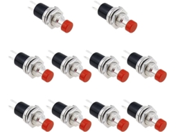 10 20 Peças de Interruptor de Botão Momentâneo Normalmente Datadas, Vermelho e Preto, Metal e Plástico, Com