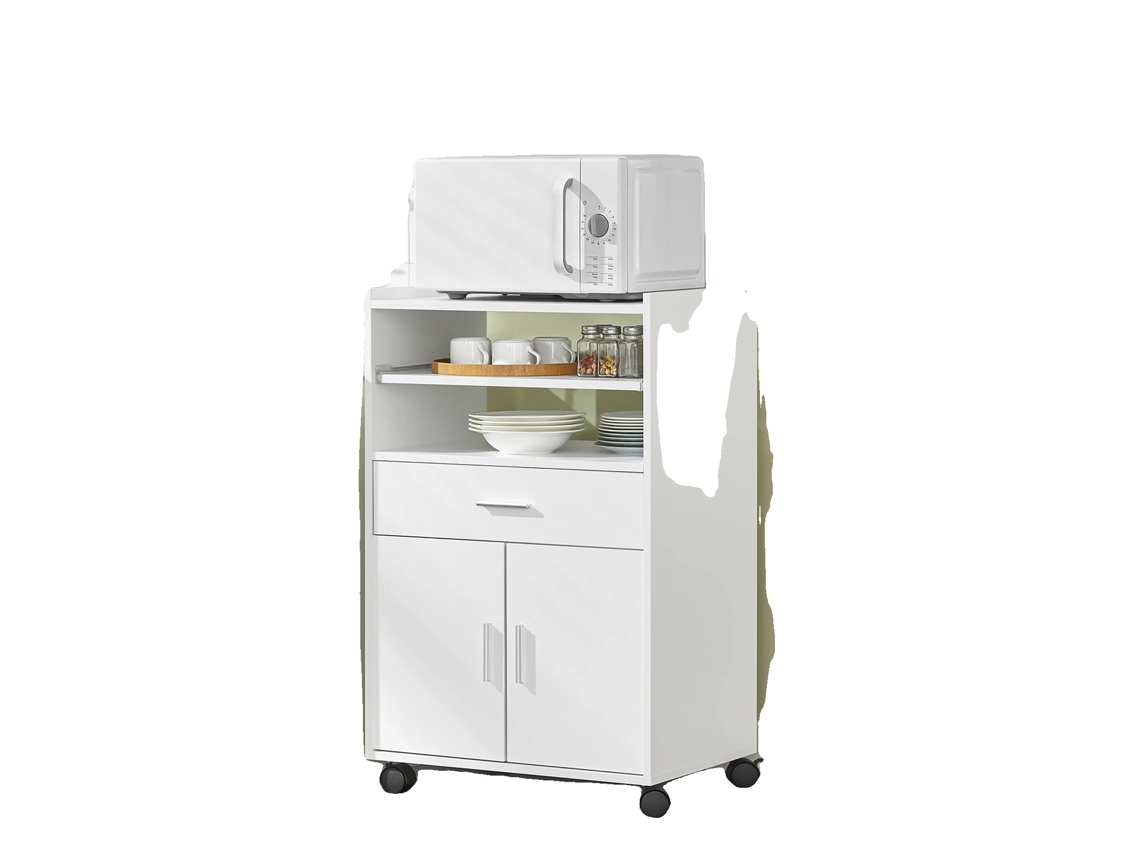 Carrinho De Cozinha, Amplo Armazenamento, Design Móvel, Branco