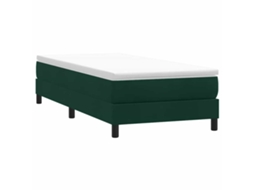Vidaxl Box Cama De Molas Sem Colchão Verde Escuro 100x210 Cm Veludo