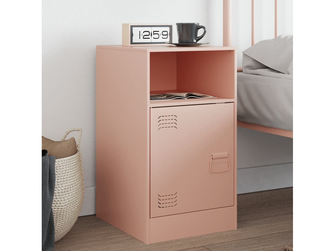 Vidaxl Mesa De Cabeceira 34,5x39x62 Cm Aço Rosa