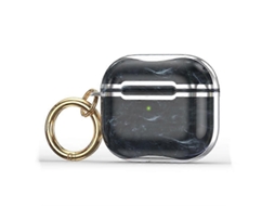 Capa protetora para fones de ouvido AirPods 3 com moldagem eletrodepositada em textura de mármore e gancho integrado. GIECY