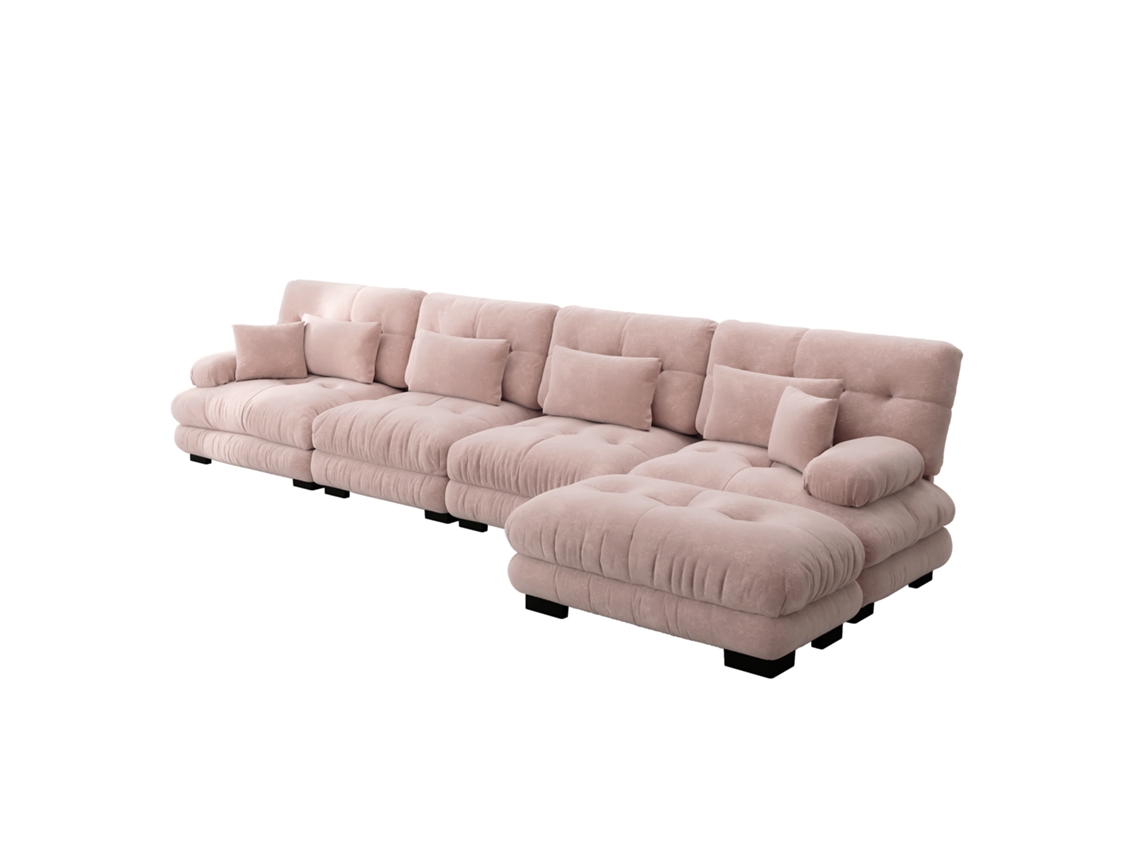 Sofá modular boneless 2 lugares, ondulado, almofadas, braço móvel, sala, apartamento ORBITRA COMMERCE
