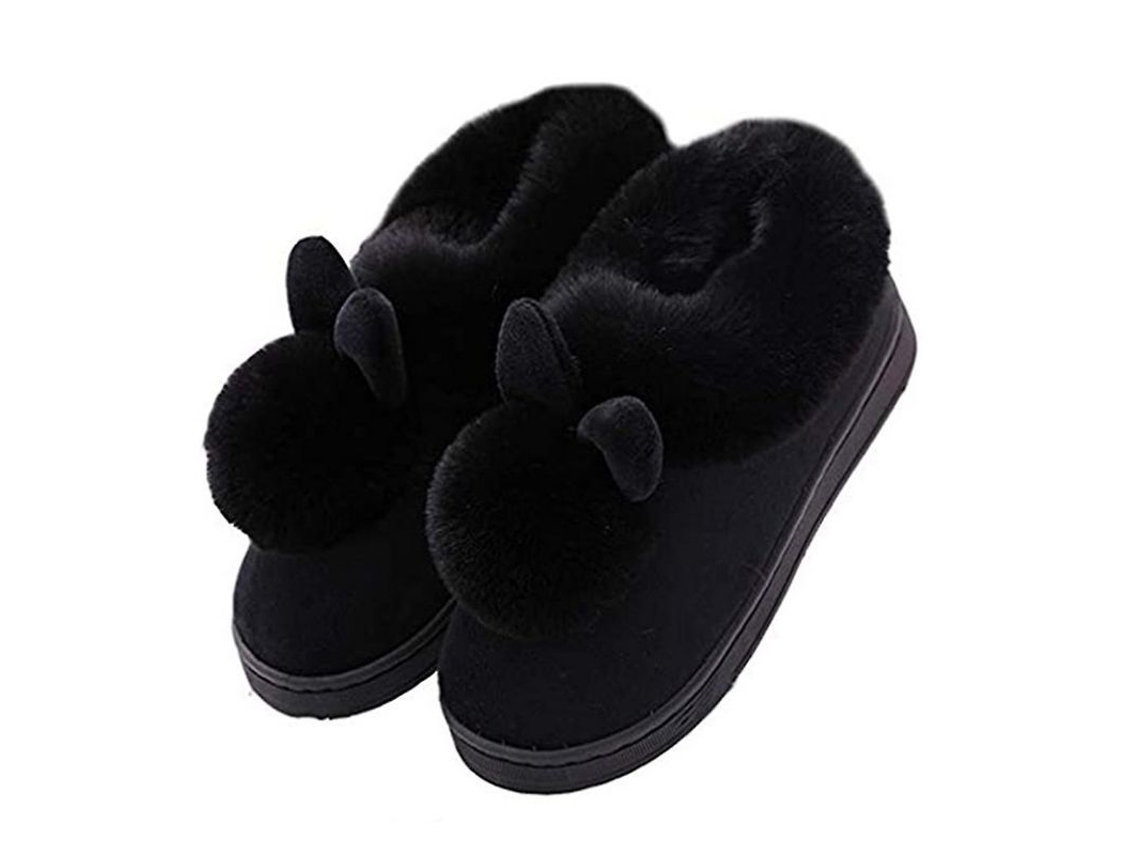 Pantufas de Animal Fofo de Inverno Anti derrapante Preto