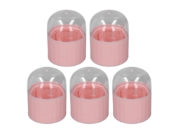 5 Conjuntos De Caja De Almacenamiento Con Soporte Para Esponjas De Maquillaje Rosa