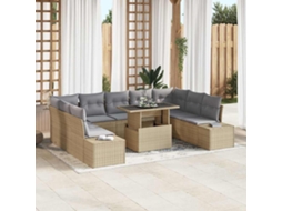 Vidaxl Conjunto De Sofá De Jardim 10 Unid. Bege E Cinza Claro Vime Pe